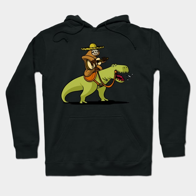 Mexican Sloth Riding T-Rex Dinosaur Hoodie by underheaven